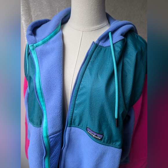 Patagonia NWOT Microdini Full Fleece Hoodie Zip Jacket Xxl Womens Hot Pink Blue - Picture 3 of 13